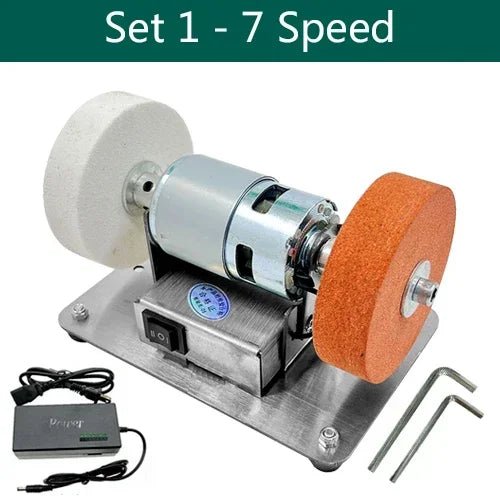 100W Double Grinder Machine - Table Grinder with Motor,Micro Coarse and Fine Polishing, Electric Grinding Wheel & Grinding Stone