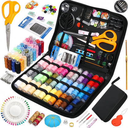 Sewing Kit Complete Set with Threads Needles Scissors Tape Measure Buttons and More for DIY Handcraft Projects Home and Travel
