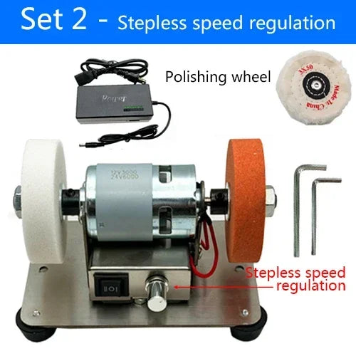 100W Double Grinder Machine - Table Grinder with Motor,Micro Coarse and Fine Polishing, Electric Grinding Wheel & Grinding Stone