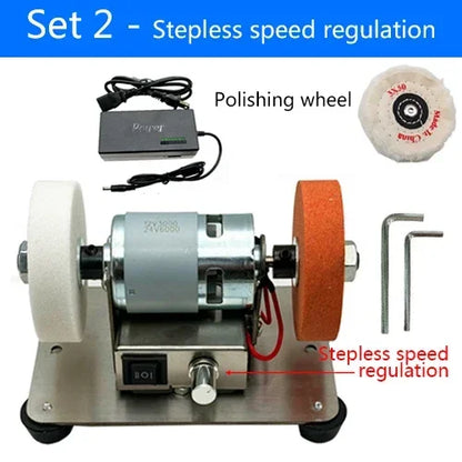 100W Double Grinder Machine - Table Grinder with Motor,Micro Coarse and Fine Polishing, Electric Grinding Wheel & Grinding Stone