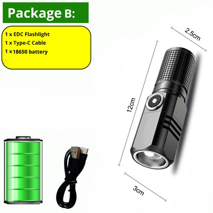 2024 Powerful Led MINI Flashlight XHP90 Built in Battery Shot Long Type-c Rechargeable Flash Light EDC Torch Lamp For Camping