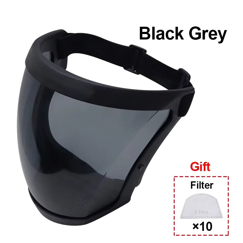 Anti-Fog Full Face Shield With Filters Kitchen Oil-Splash Face Mask Work Protection Mask Safety Glasses Protective Cover Mask