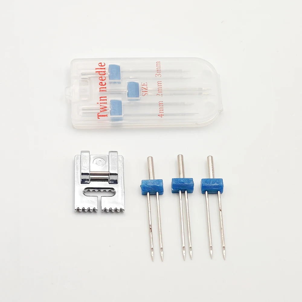 3Pcs/Set Double Needles Size 2/3/4mm And Wrinkled 9 Grooves Sewing Presser Foot Multifuctional Sewing Machine Accessories