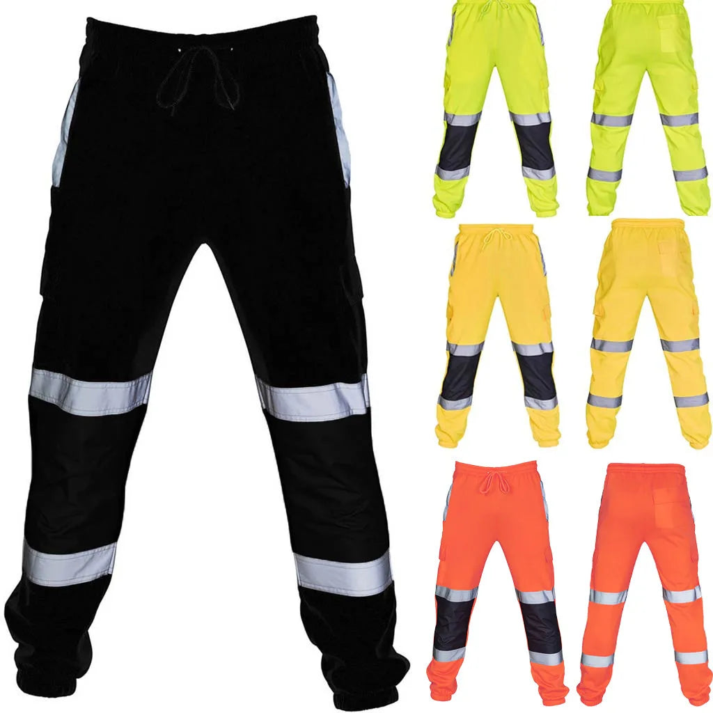 Reflective Stripes Strips Pants Men Work Trousers Hi Vis Pants High Visibility Work Wear Pants Road Construction Safety Trousers