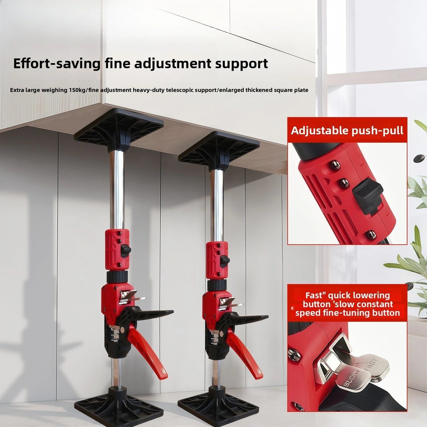 Adjustable Slow Drop Cabinet Lifter Tool Extendable Support for Effortless Installation