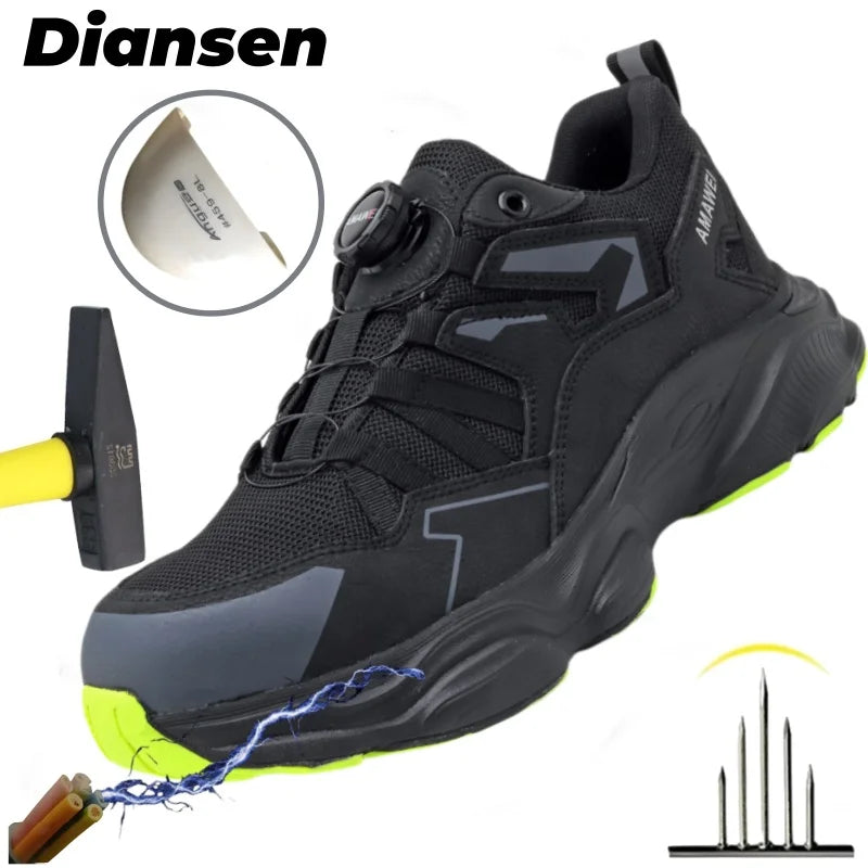 Steel Toe Safety Shoes Men, Anti-Puncture Anti-Smash Non Slip Industrial Work Boots, Lightweight CE New Work Safety Shoes