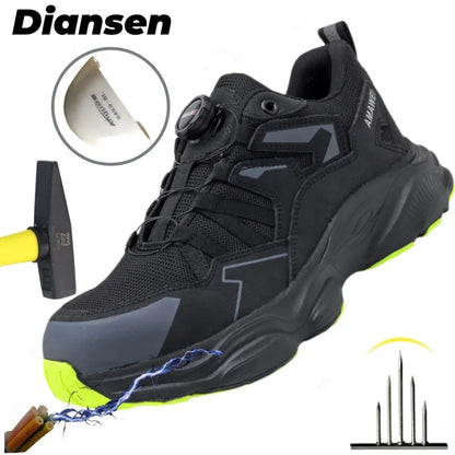 Steel Toe Safety Shoes Men, Anti-Puncture Anti-Smash Non Slip Industrial Work Boots, Lightweight CE New Work Safety Shoes