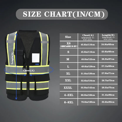 AYKRM High Visibility Safety Vest with Pockets and Zipper,Yellow Orange(XS-6XL)
