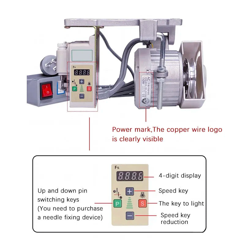 550W Industrial Brushless Servo Silent Sewing Machine Energy-Saving Motor 220V Flat Car Double Needle Machine Edge Copy