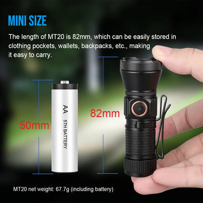 Trustfire MT20 EDC Flashlight 1050Lumen Portable Rechargeable LED Lamp Torch Work Light Mini 18350 MVB Optics with Usb C Chargin