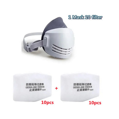 Dust Mask +20pcs Filter Cotton Respirator Half Face Dust-proof Mask Anti Industrial Construction Dust Haze Fog Safety Gas mask