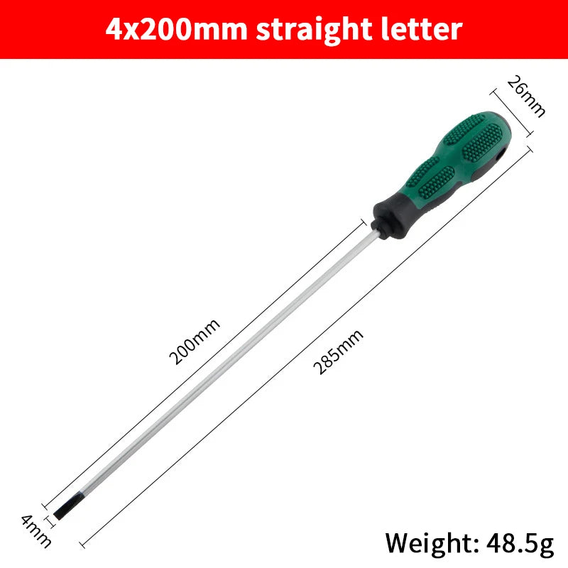 Single Green Handled Magnetic Screwdriver, Long Shaft Slotted Phillips for Disassembly & Installation Tool