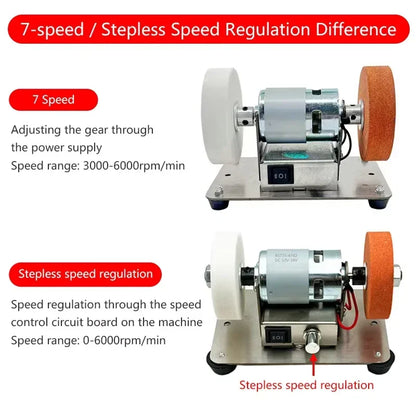 100W Double Grinder Machine - Table Grinder with Motor,Micro Coarse and Fine Polishing, Electric Grinding Wheel & Grinding Stone