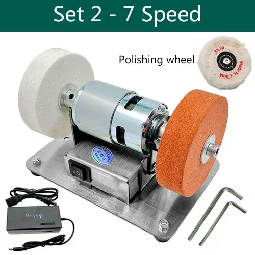 100W Double Grinder Machine - Table Grinder with Motor,Micro Coarse and Fine Polishing, Electric Grinding Wheel & Grinding Stone