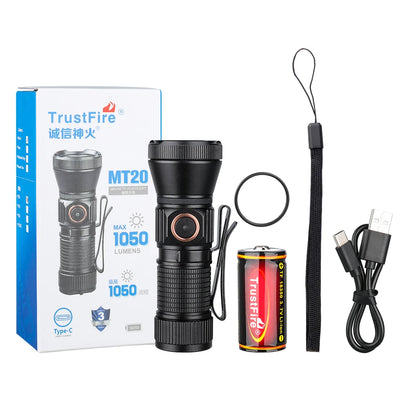Trustfire MT20 EDC Flashlight 1050Lumen Portable Rechargeable LED Lamp Torch Work Light Mini 18350 MVB Optics with Usb C Chargin