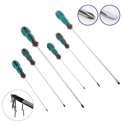 Single Green Handled Magnetic Screwdriver, Long Shaft Slotted Phillips for Disassembly & Installation Tool