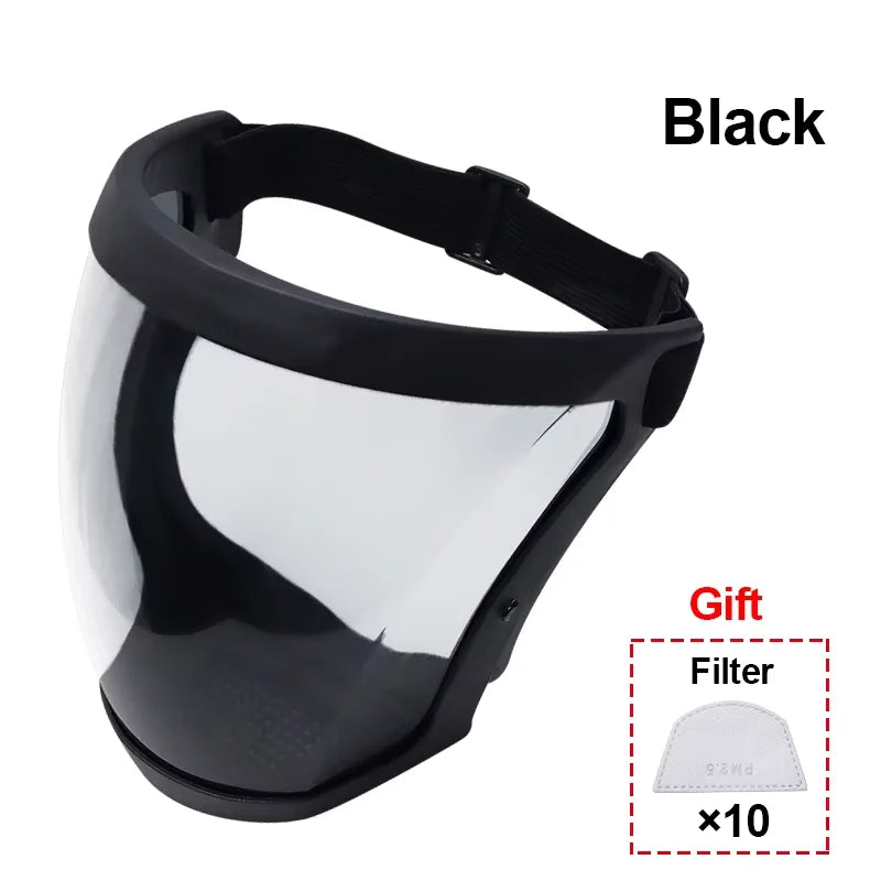 Anti-Fog Full Face Shield With Filters Kitchen Oil-Splash Face Mask Work Protection Mask Safety Glasses Protective Cover Mask