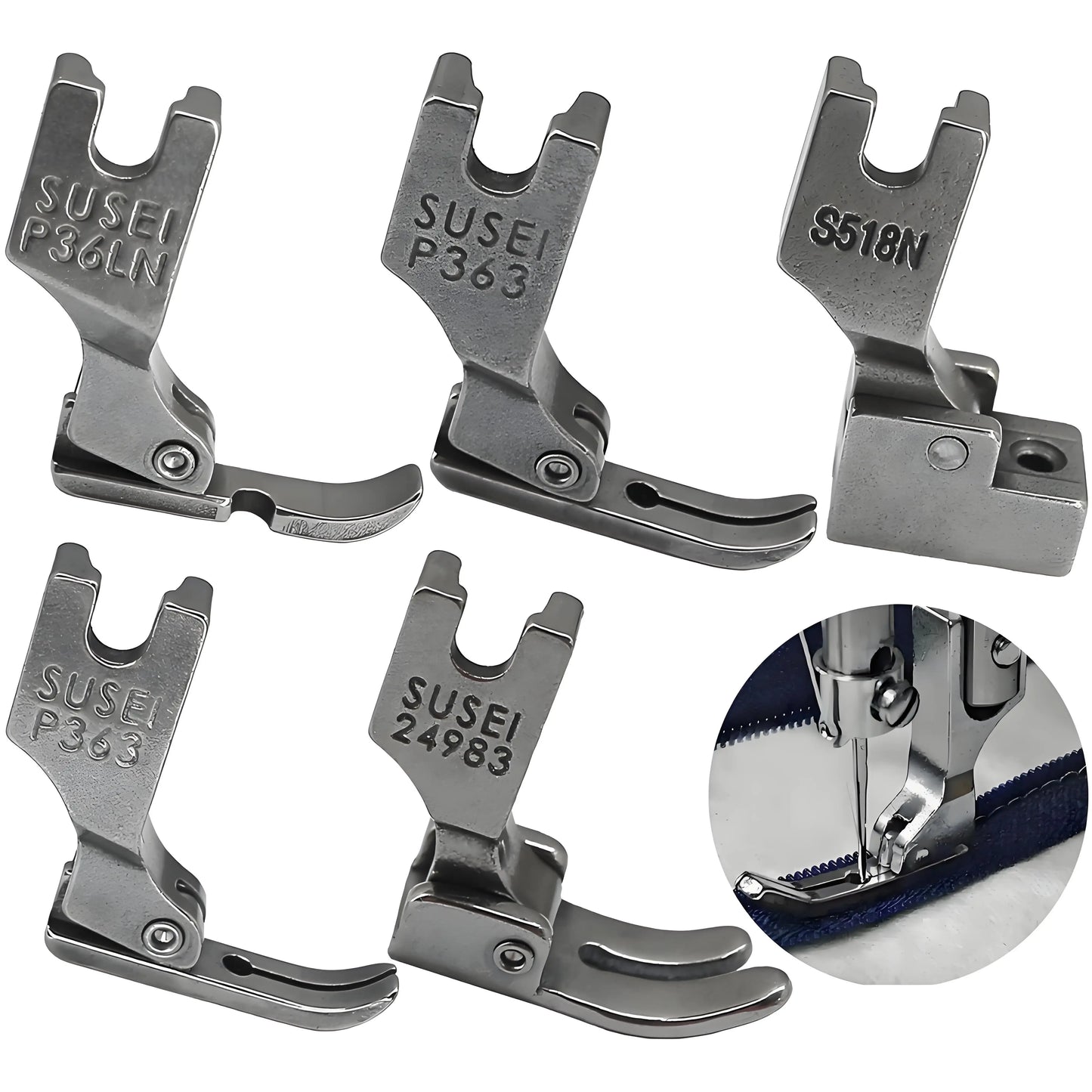 Zipper Presser Foot Set#P363+S518N+P36LN+P36N+24983 For Singer Brother Juki Industrial Lockstitch Sewing Machine Accessories