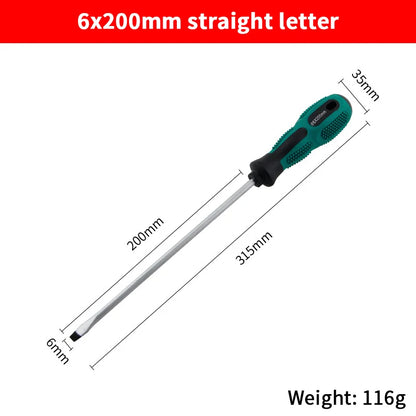 Single Green Handled Magnetic Screwdriver, Long Shaft Slotted Phillips for Disassembly & Installation Tool