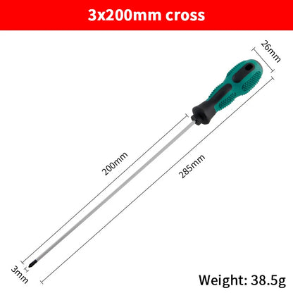 Single Green Handled Magnetic Screwdriver, Long Shaft Slotted Phillips for Disassembly & Installation Tool