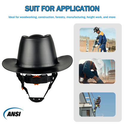 Cowboy Safety Hard Hat ANSI Z89.1 Class C Vented Full Brim Helmet for Outdoor Construction Industrial Use