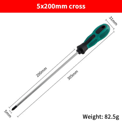 Single Green Handled Magnetic Screwdriver, Long Shaft Slotted Phillips for Disassembly & Installation Tool