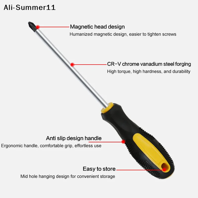 【RV】Long Handle Screwdriver Slotted Cross Head Magnetic Screwdriver Bits Anti Slip Manual Tools Screw Driver Bolt Driver