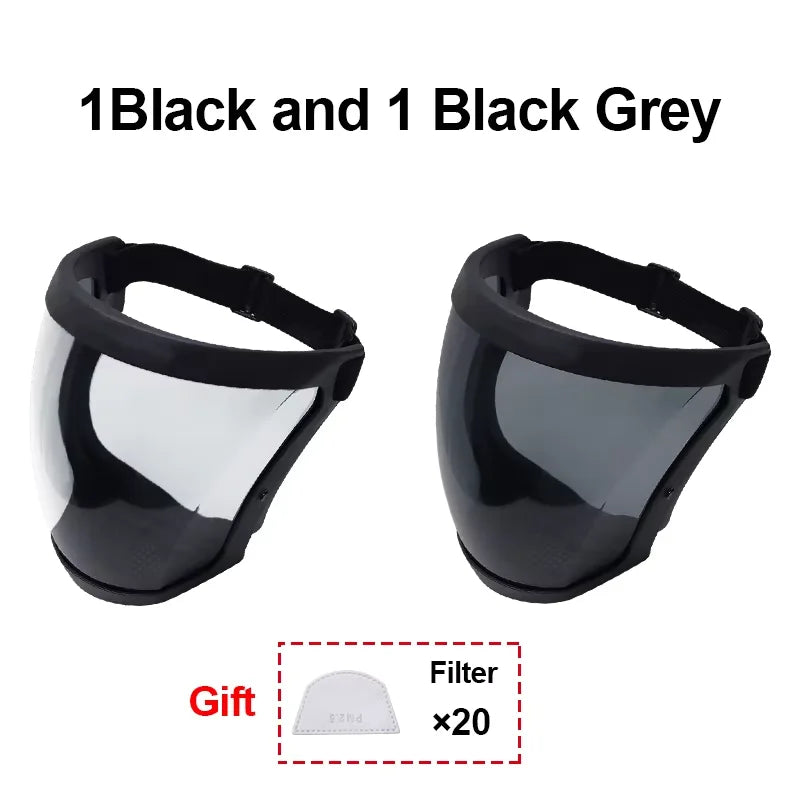 Anti-Fog Full Face Shield With Filters Kitchen Oil-Splash Face Mask Work Protection Mask Safety Glasses Protective Cover Mask