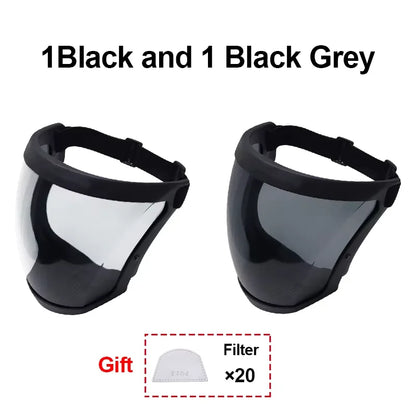 Anti-Fog Full Face Shield With Filters Kitchen Oil-Splash Face Mask Work Protection Mask Safety Glasses Protective Cover Mask