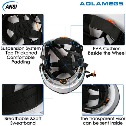CE Construction Safety Helmet With Visor Built In Goggles Earmuffs Reflective Stickers For Engineer ABS Hard Hat ANSI Industrial