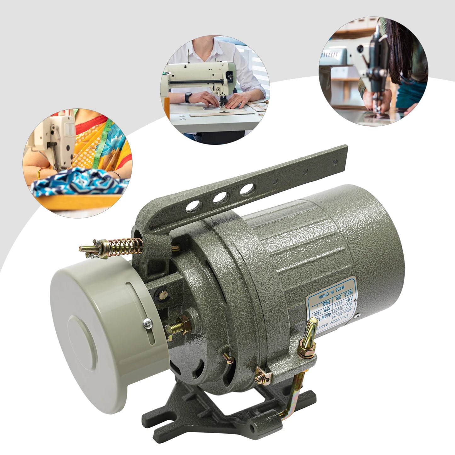 Industrial Sewing Machine Clutch Motor 400W 3450RPM Electric with Belt Guard T12 Plug 1/2HP Quite Running 110V High Efficiency