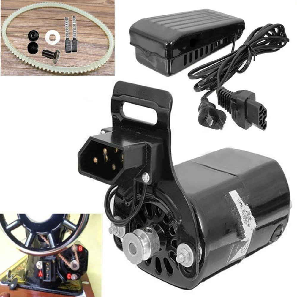 220V 180W 10000RPM Electric Sewing Machine Motor Set Home Sewing Machine Accessories Black Motor With Foot Control Pedal