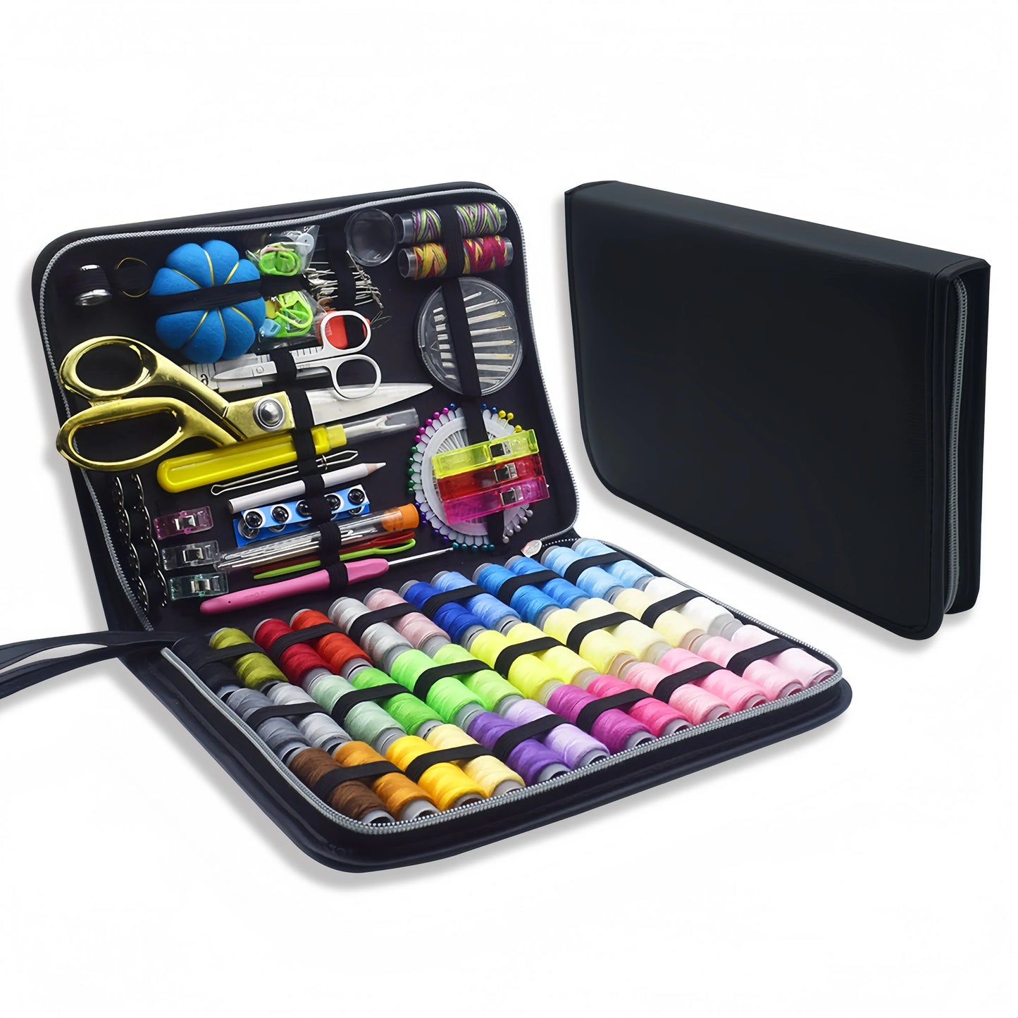 Sewing Kit Complete Set with Threads Needles Scissors Tape Measure Buttons and More for DIY Handcraft Projects Home and Travel