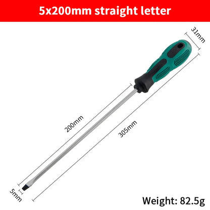 Single Green Handled Magnetic Screwdriver, Long Shaft Slotted Phillips for Disassembly & Installation Tool