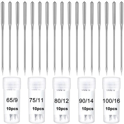 50PcsUniversal Sewing Machine Needles - Sharp Precision Points for Singer, Brother & Low Shank Machines | Multi-Brand Compatible