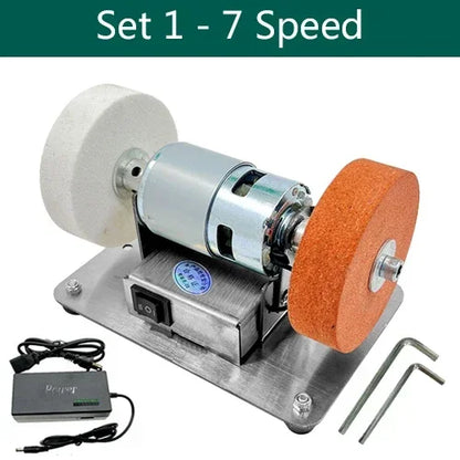 100W Double Grinder Machine - Table Grinder with Motor,Micro Coarse and Fine Polishing, Electric Grinding Wheel & Grinding Stone