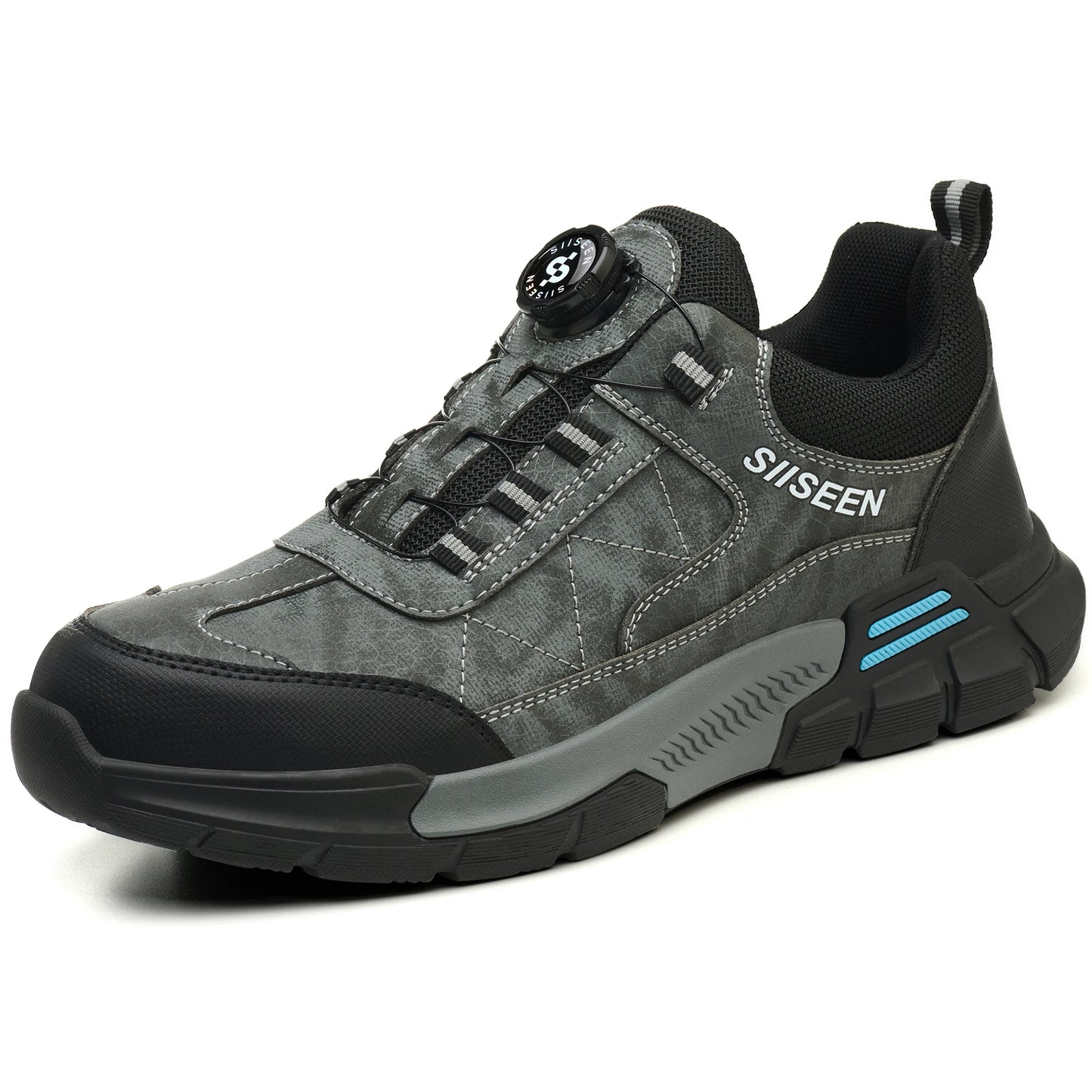 Men's Industrial Safety Shoes Steel Toe Anti-Puncture Kevlar Fashionable Button Detail Anti-Slip Sole Comfort Work Boots