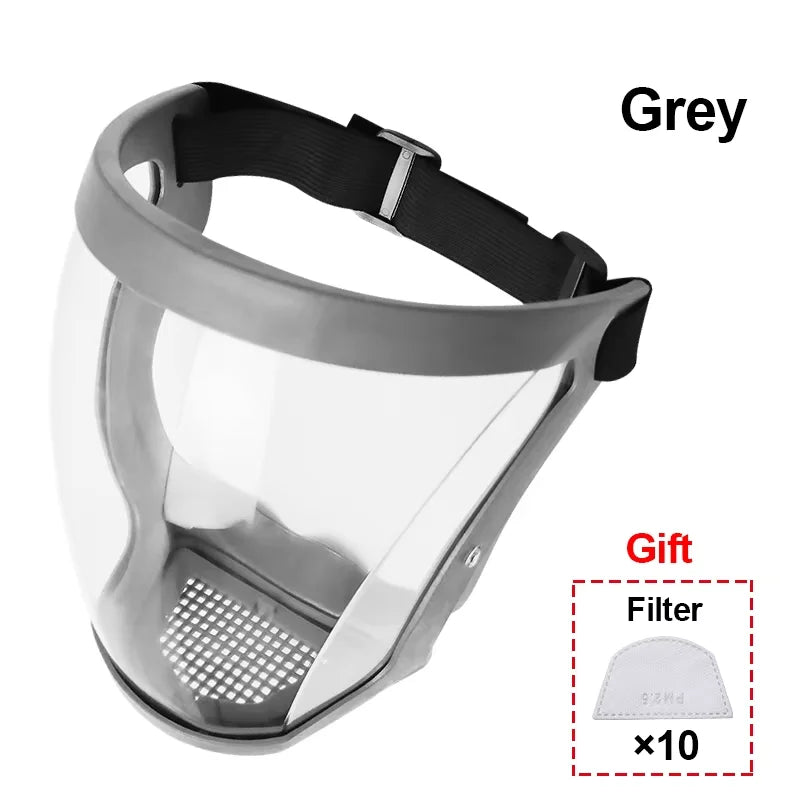 Anti-Fog Full Face Shield With Filters Kitchen Oil-Splash Face Mask Work Protection Mask Safety Glasses Protective Cover Mask