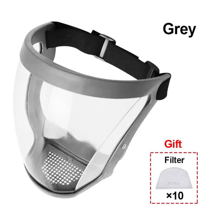 Anti-Fog Full Face Shield With Filters Kitchen Oil-Splash Face Mask Work Protection Mask Safety Glasses Protective Cover Mask