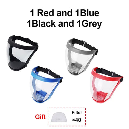 Anti-Fog Full Face Shield With Filters Kitchen Oil-Splash Face Mask Work Protection Mask Safety Glasses Protective Cover Mask