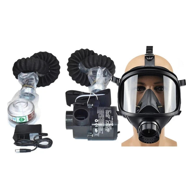 New Electric Constant Flow Air Supply Type Full Face Gas Mask Painting Tool Respirator System Industrial Chemical Safety Use