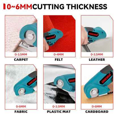 ONEVAN Cordless Electric Shear 800W Rechargeable Fabric Leather Felt Cutting Tools Portable Scissors For Makita 18V Battery Pin