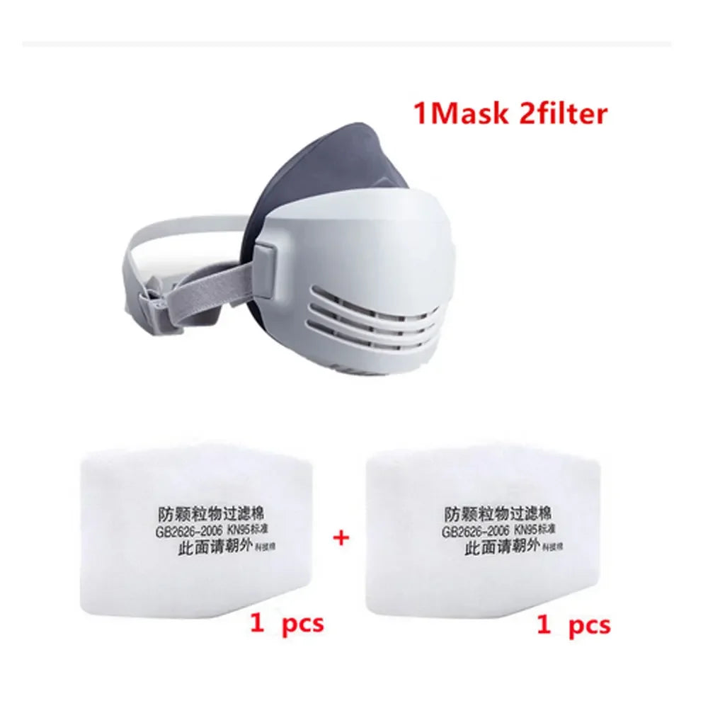 Dust Mask +20pcs Filter Cotton Respirator Half Face Dust-proof Mask Anti Industrial Construction Dust Haze Fog Safety Gas mask