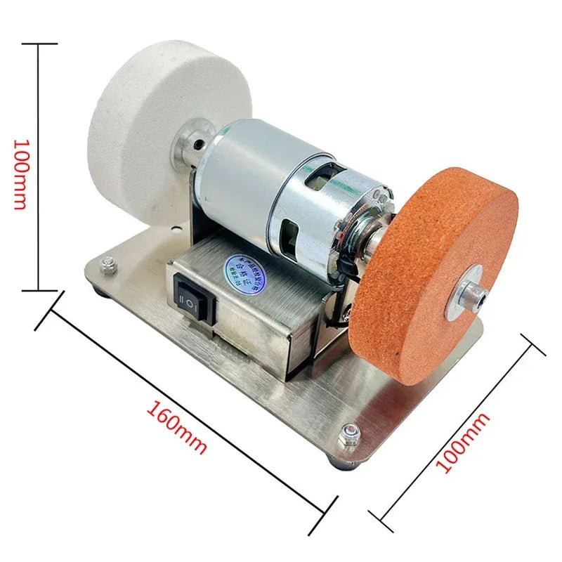100W Double Grinder Machine - Table Grinder with Motor,Micro Coarse and Fine Polishing, Electric Grinding Wheel & Grinding Stone