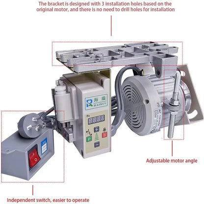 Sewing Machine Energy Saving Motor 220V Flatbed Twin Needle Machine Hemming Industrial Brushless Servo Silent Sewing Machine