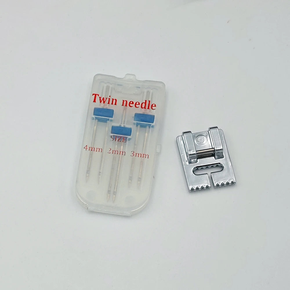 3Pcs/Set Double Needles Size 2/3/4mm And Wrinkled 9 Grooves Sewing Presser Foot Multifuctional Sewing Machine Accessories