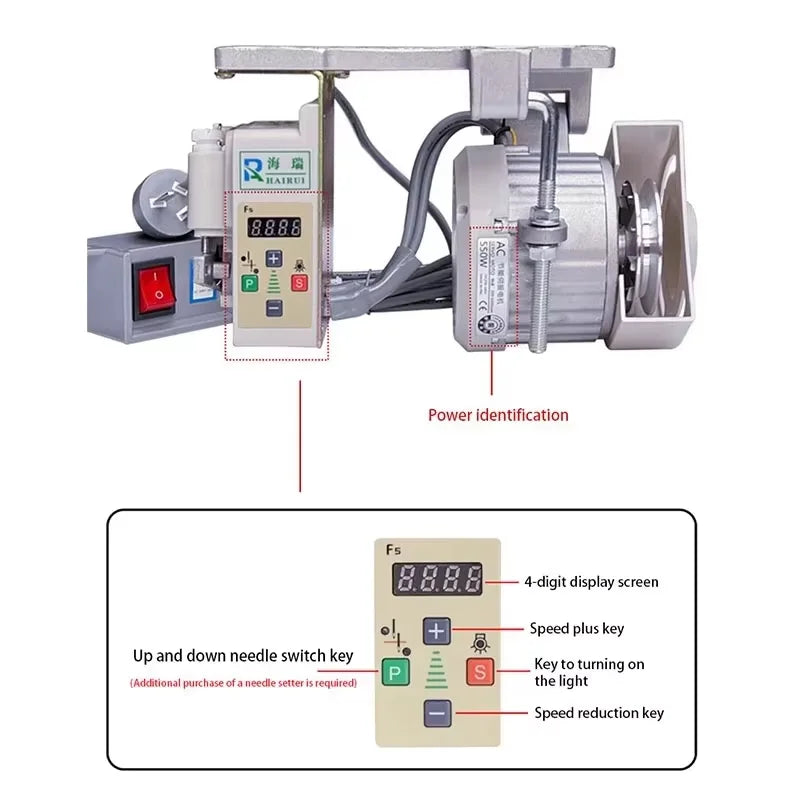 Sewing Machine Energy Saving Motor 220V Flatbed Twin Needle Machine Hemming Industrial Brushless Servo Silent Sewing Machine