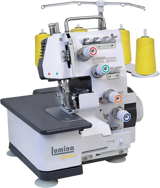 Industrial Serger Sewing Machine with Durable Metal Frame, 3-4 Thread Capability for Heavy Duty Fabric