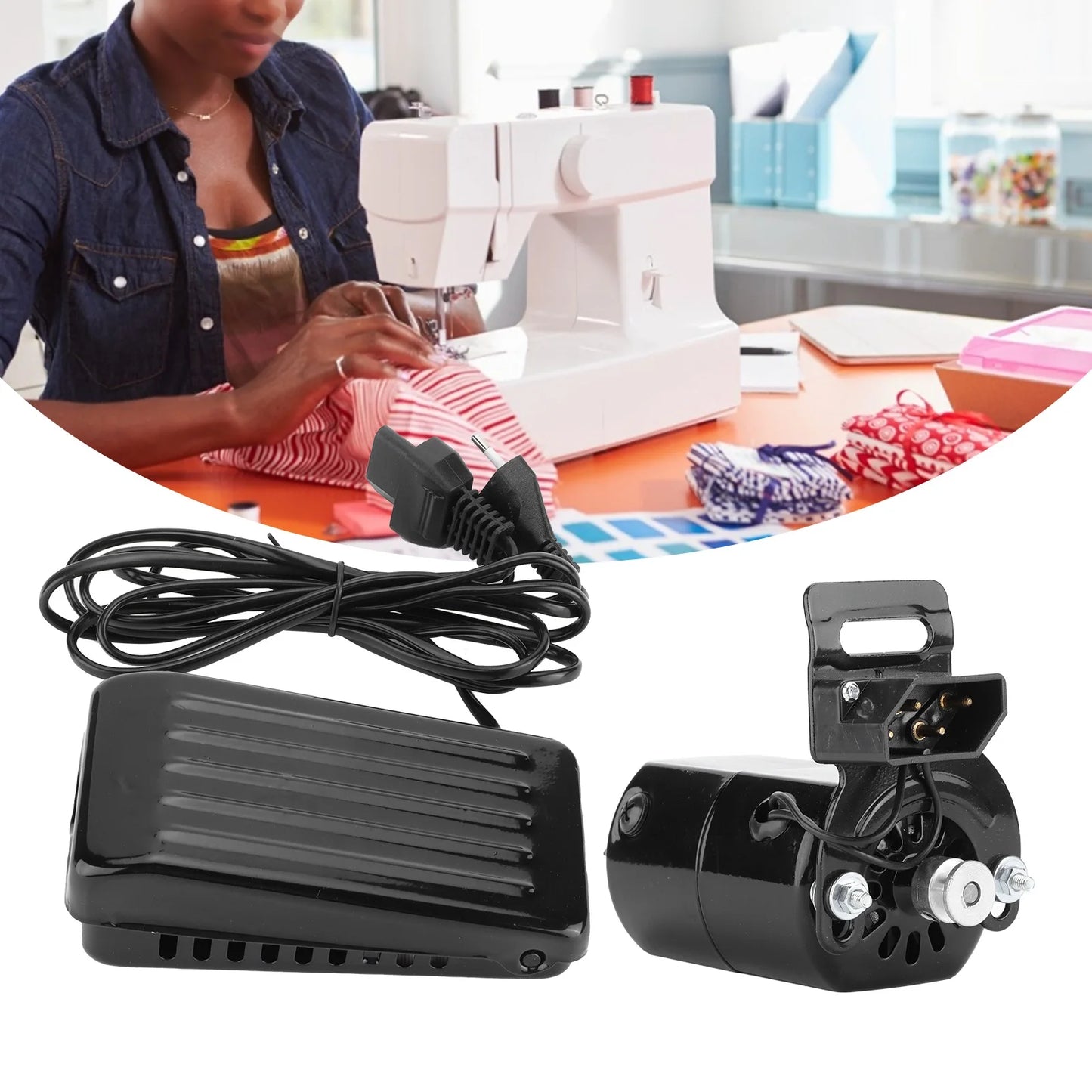 Sewing Machine Motor Kit Household with Foot Pedal Control Belt 180W Sewing Machine Motor with Pedal