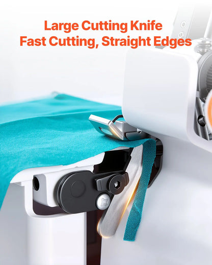 Serger Overlock Sewing Machine, 1250 Stitches Per Minute, 3 and 4 Thread Capability, with LED Light and Strong Suction Feet,